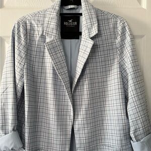 Hollister Light Gray Checkered Blazer